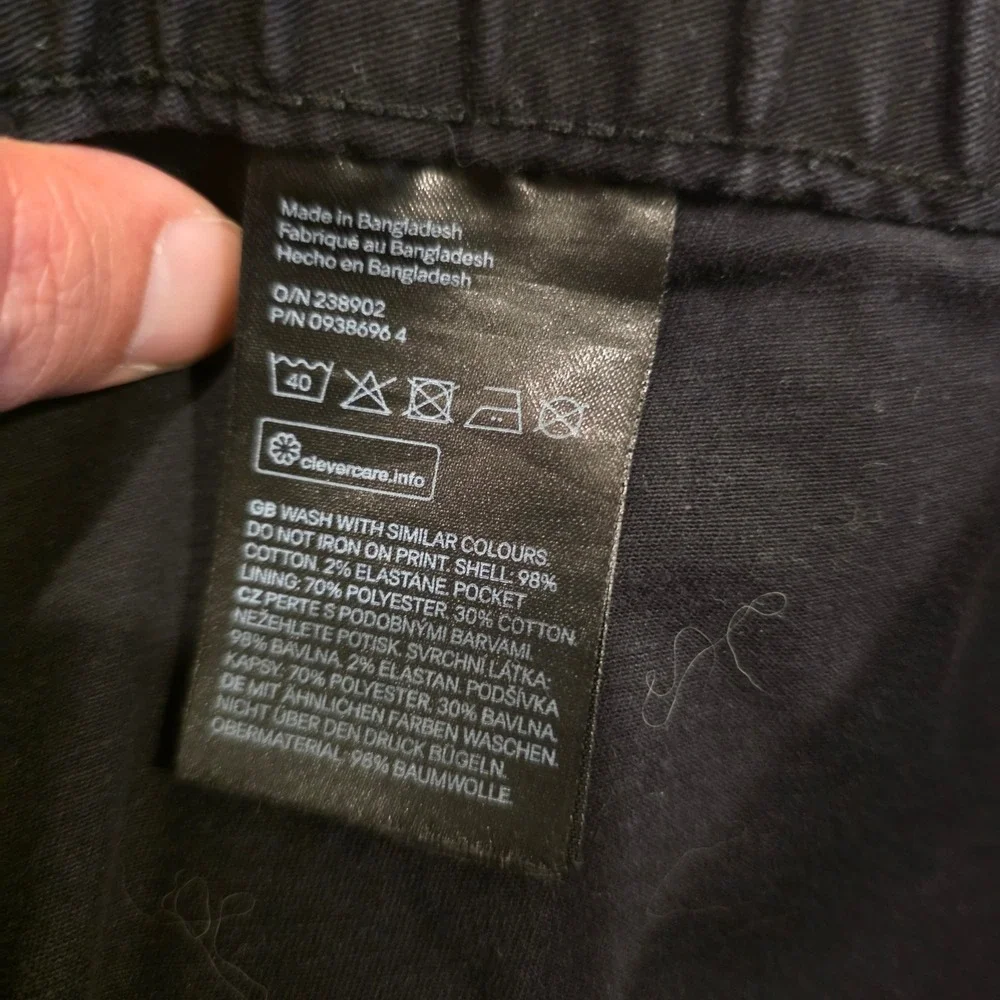 H&M Cargo Joggers Mens XXL Black Slim Fit Water Repellent Utility Pants Belted